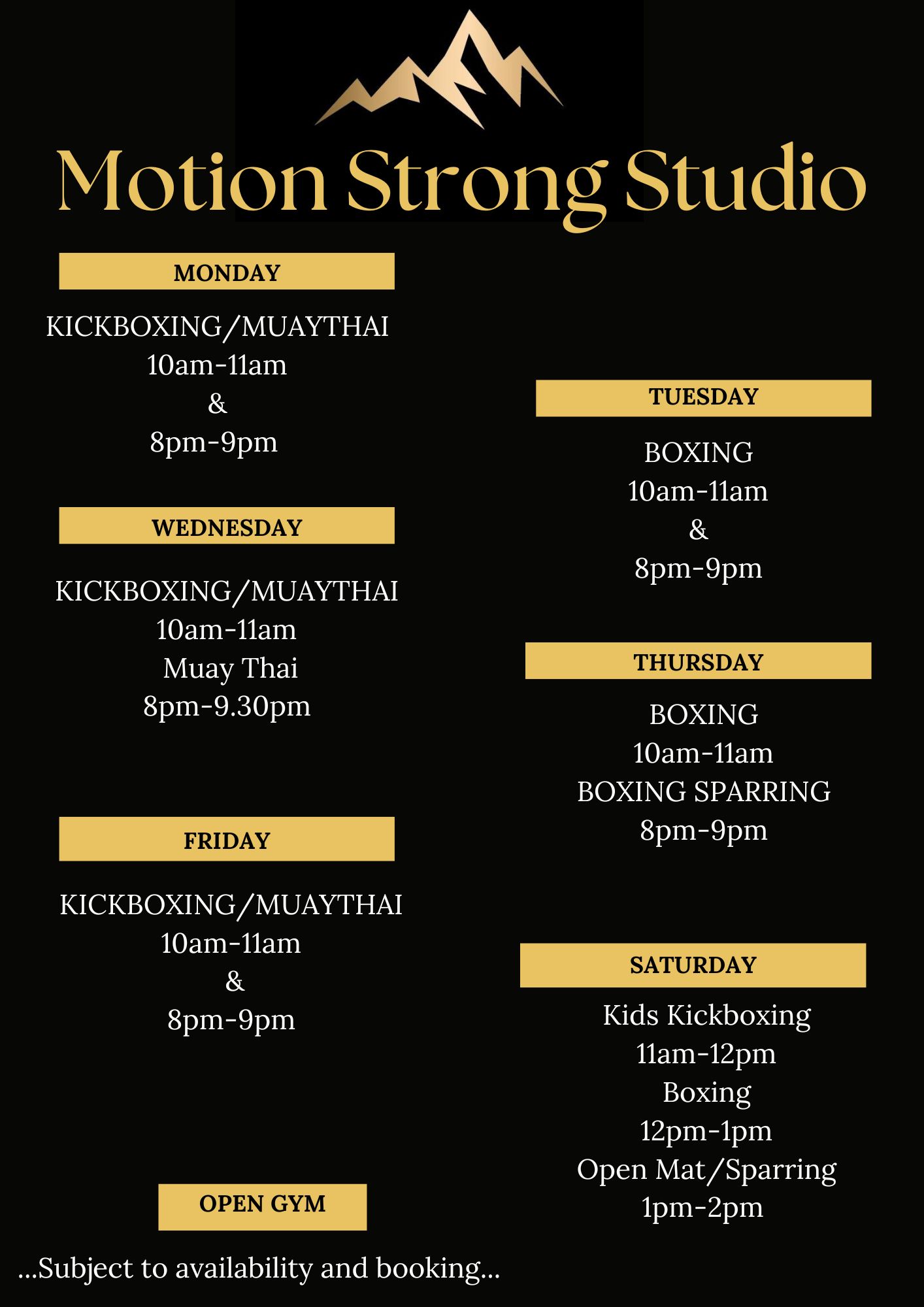 Motion Strong Studio Schedule